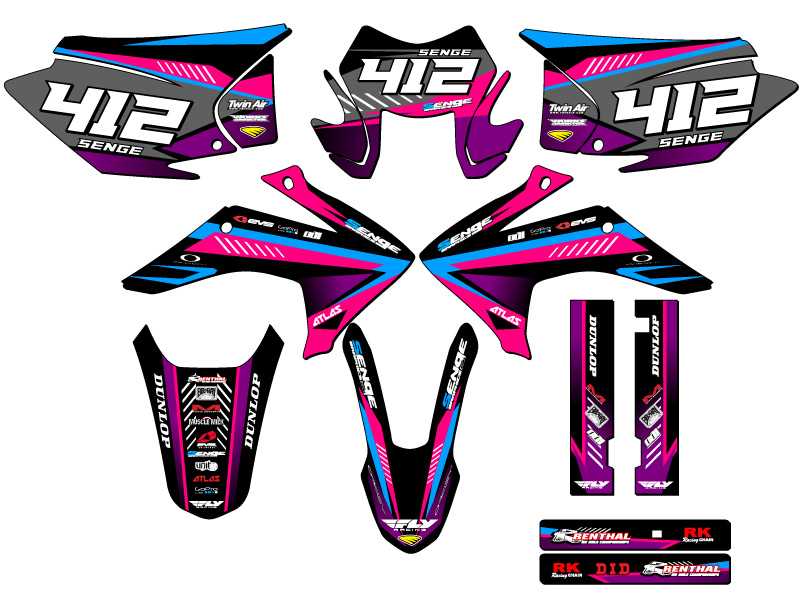 2015-2020 (with Headlight) CRF 230 F SURGE Pink Senge Graphics Kit Compatible... - Picture 8 of 10