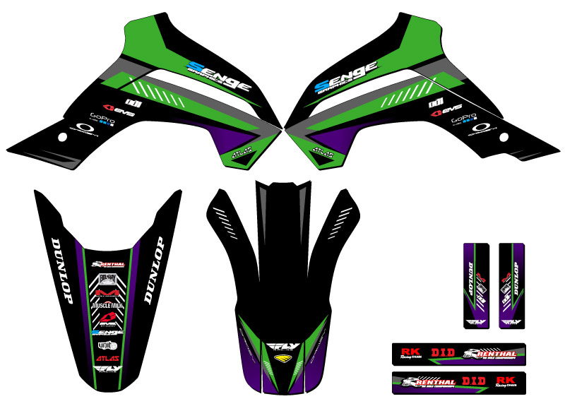 2021-2022 KLX 140 RF SURGE Green Senge Graphics Kit compatible con Kawasaki - Imagen 2 de 10