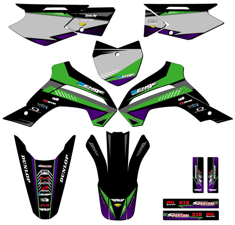 2021-2022 KLX 140 RF SURGE Green Senge Graphics Kit compatible con Kawasaki - Imagen 5 de 10