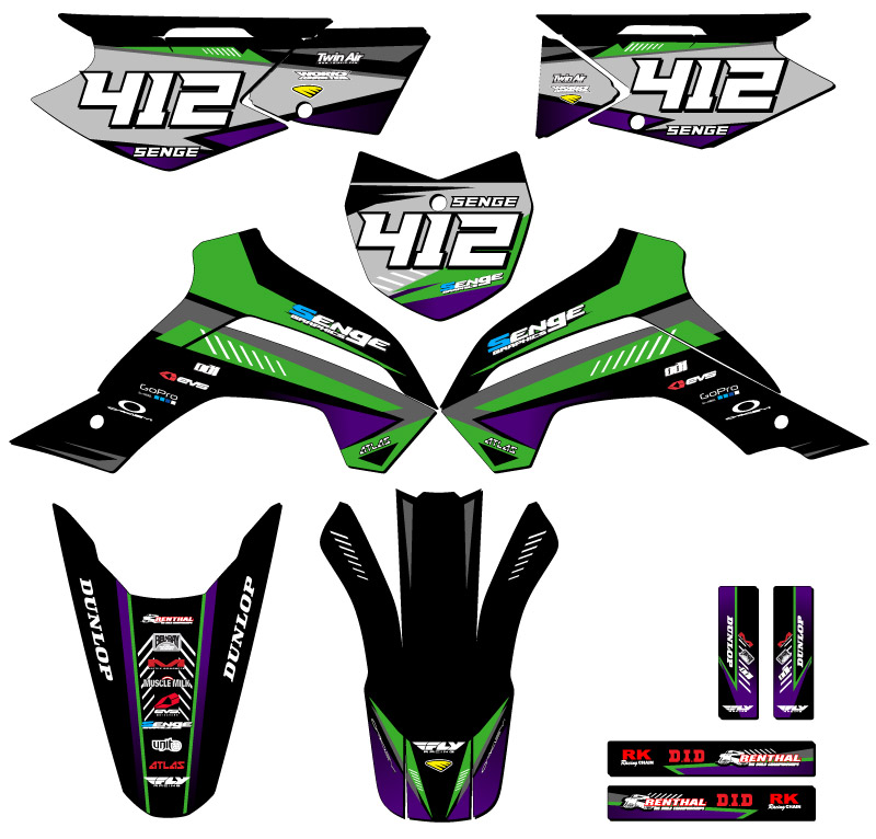 2021-2022 KLX 140 RF SURGE Green Senge Graphics Kit compatible con Kawasaki - Imagen 8 de 10