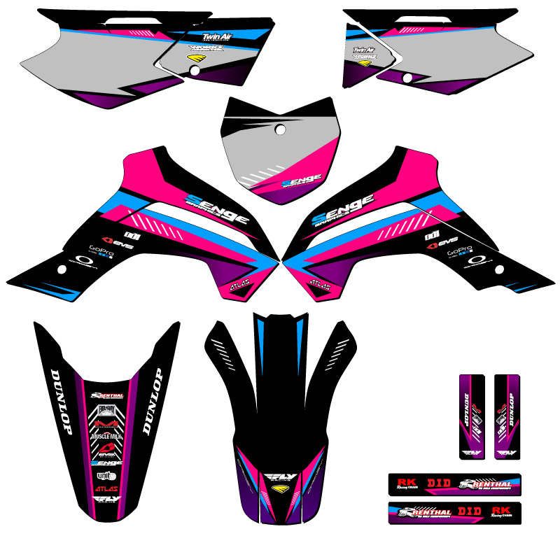 2021-2022 KLX 140 RF SURGE Pink Senge Graphics Kit compatible con Kawasaki - Imagen 5 de 10