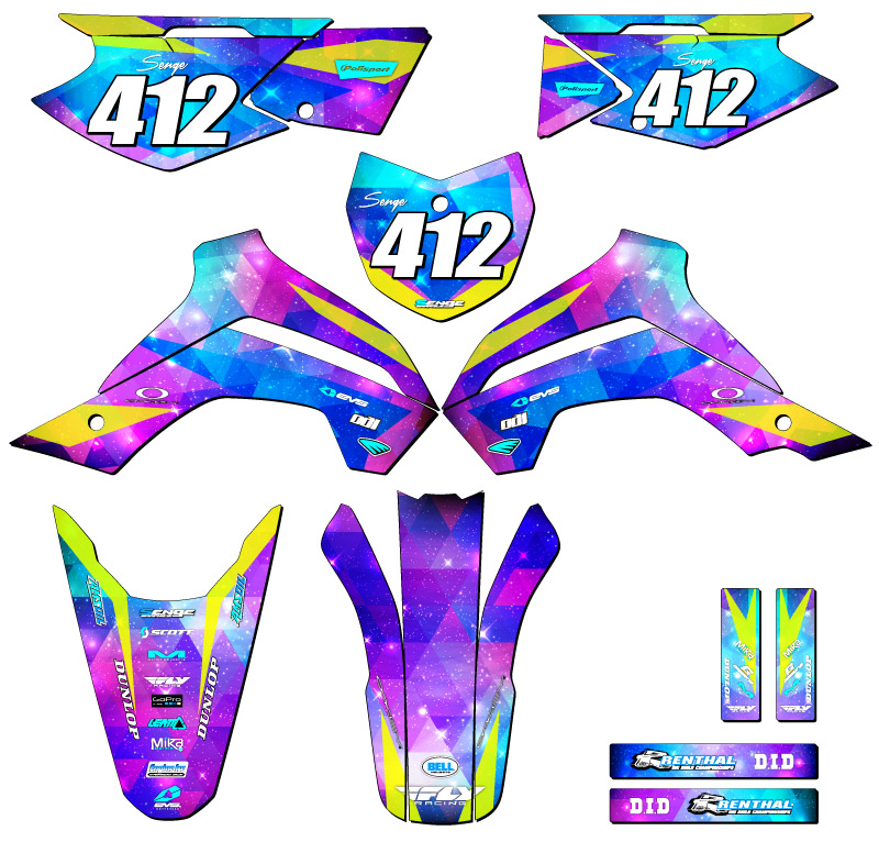 2021-2022 KLX 140 RF SPACE KADET Galaxy Senge Graphics Kit Compatible with - Picture 8 of 10