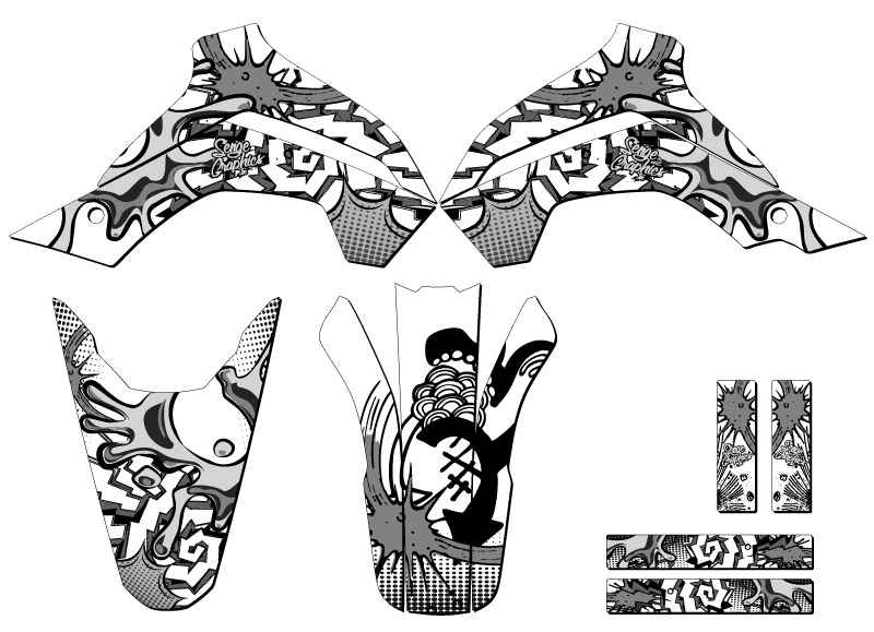 2021-2022 KLX 140 RF ZANY White Senge Graphics Kit Compatible with Kawasaki - Imagen 2 de 10