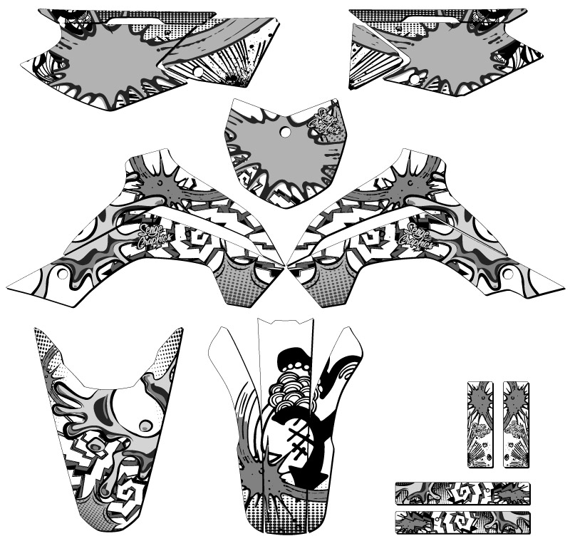 2021-2022 KLX 140 RF ZANY White Senge Graphics Kit Compatible with Kawasaki - Imagen 5 de 10