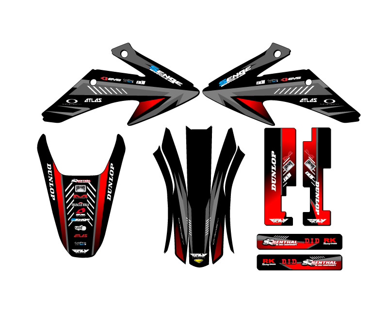 2008-2014 CRF 150 F SURGE Black Senge Graphics Kit Compatible with Honda - Picture 2 of 10
