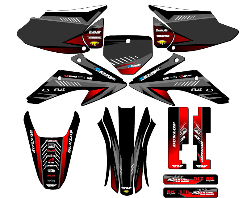 2008-2014 CRF 150 F SURGE Black Senge Graphics Kit Compatible with Honda - Picture 5 of 10