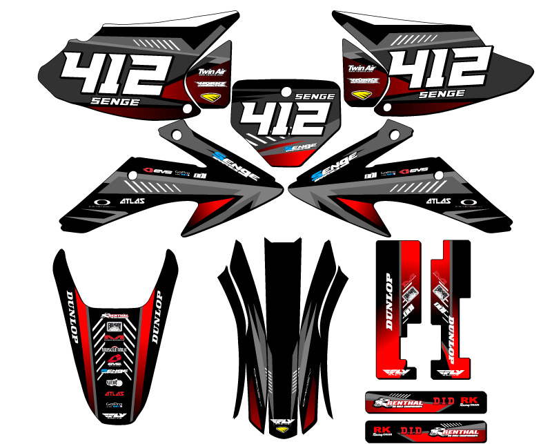 2008-2014 CRF 150 F SURGE Black Senge Graphics Kit Compatible with Honda - Picture 8 of 10
