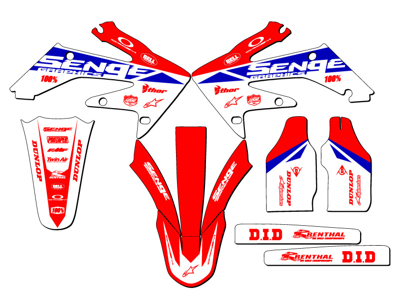 2004-2005 CRF 250 R BINARY Red Senge kit de gráficos compatible con Honda - Imagen 2 de 10