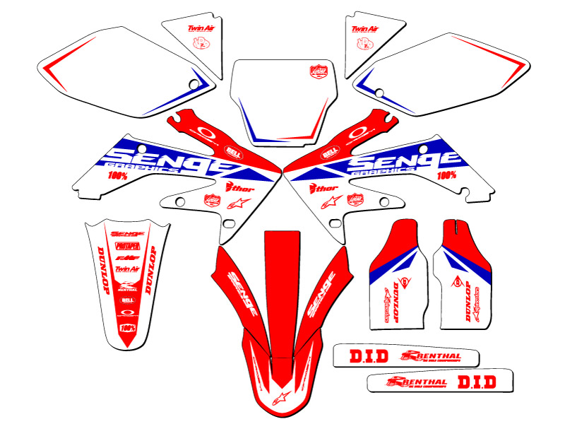 2004-2005 CRF 250 R BINARY Red Senge kit de gráficos compatible con Honda - Imagen 5 de 10