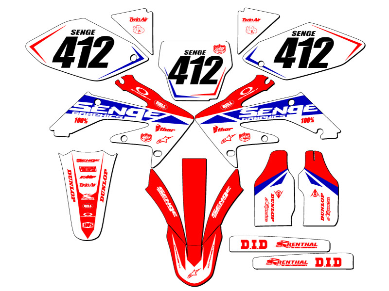 2004-2005 CRF 250 R BINARY Red Senge kit de gráficos compatible con Honda - Imagen 8 de 10