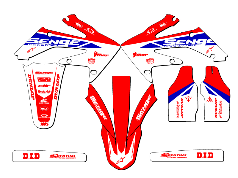2008-2009 CRF 250 R BINARY Red Senge Graphics Kit Compatible with Honda - Foto 2 di 10