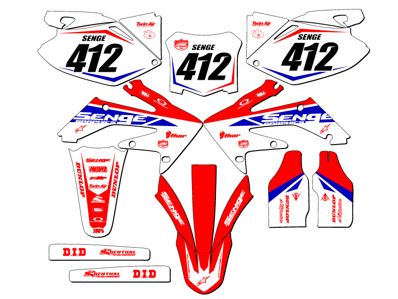 2008-2009 CRF 250 R BINARY Red Senge Graphics Kit Compatible with Honda - Foto 8 di 10
