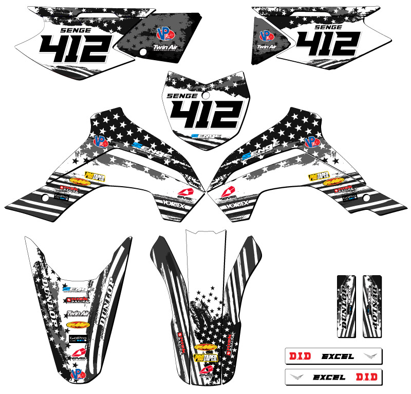 2021-2022 KLX 140 RF MERICA gris Senge kit de gráficos compatible con Kawasaki - Imagen 8 de 10