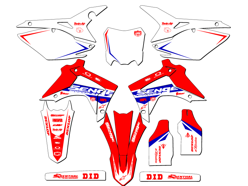 2014-2017 CRF 250 R BINARY Red Senge Graphics Kit Compatible with Honda - Picture 5 of 10