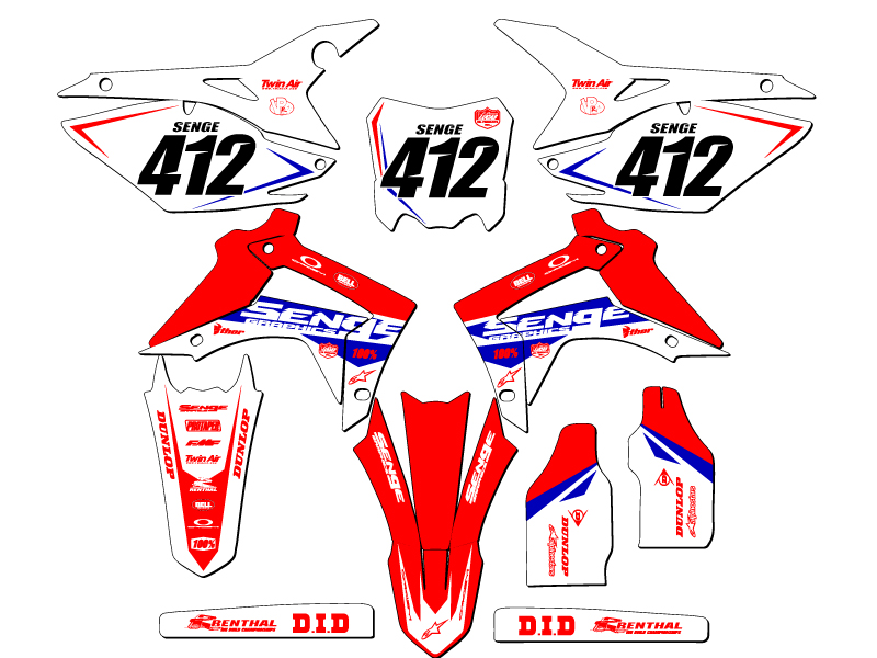 2014-2017 CRF 250 R BINARY Red Senge Graphics Kit Compatible with Honda - Picture 8 of 10