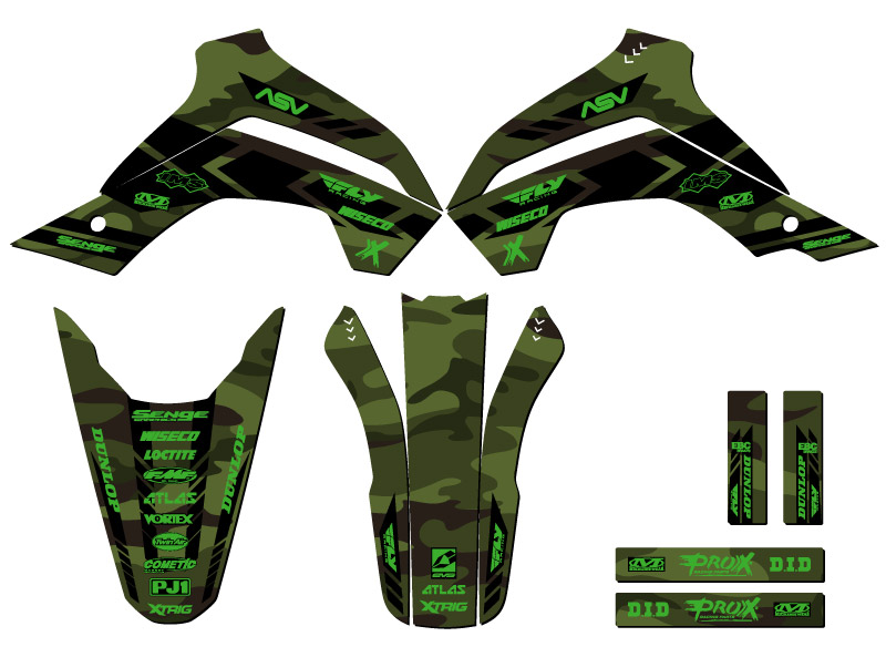 2021-2022 KLX 140 RF APACHE Green Senge Graphics Kit Compatible with Kawasaki - Picture 2 of 10