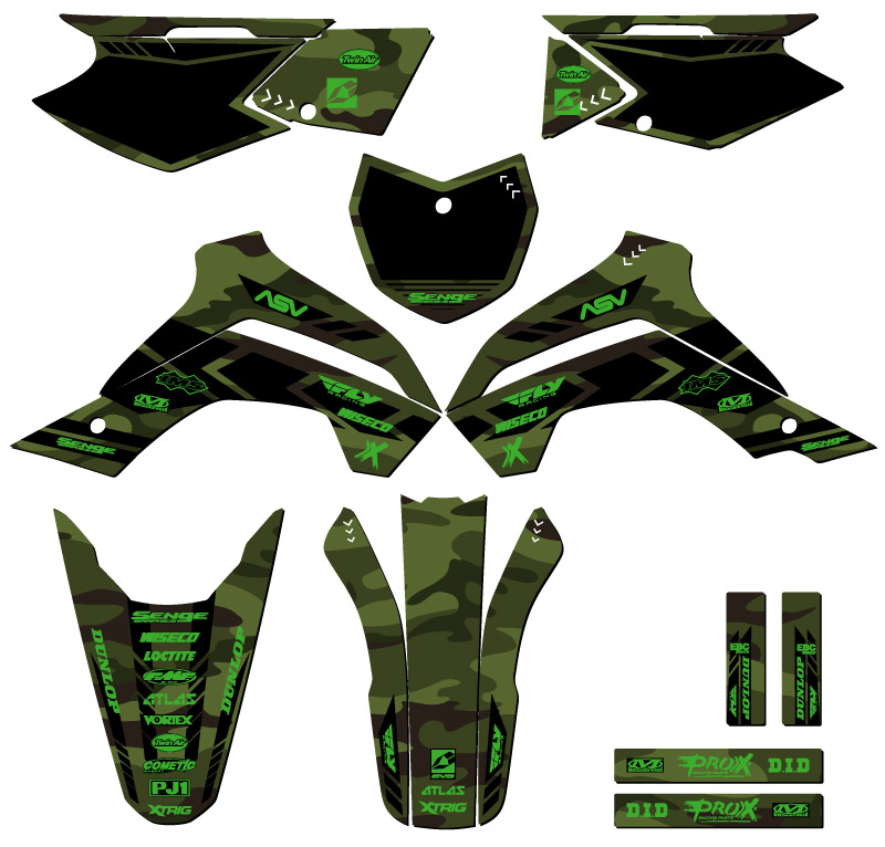 2021-2022 KLX 140 RF APACHE Green Senge Graphics Kit Compatible with Kawasaki - Picture 5 of 10