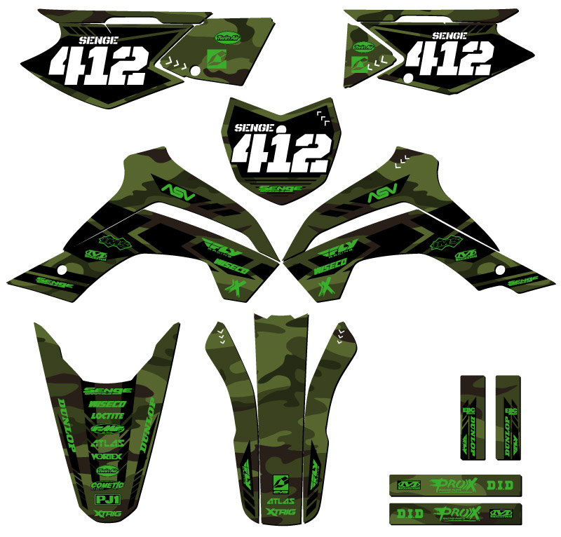 2021-2022 KLX 140 RF APACHE Green Senge Graphics Kit Compatible with Kawasaki - Picture 8 of 10