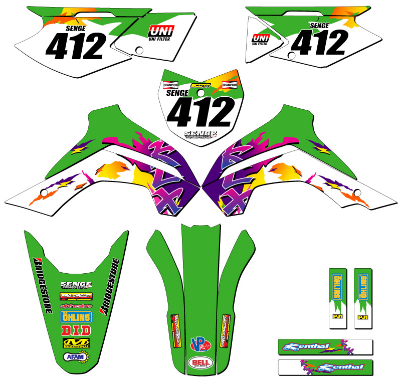 2021-2022 KLX 140 RF THROWBACK Green Senge Graphics Kit compatible con Kawasaki - Imagen 8 de 10