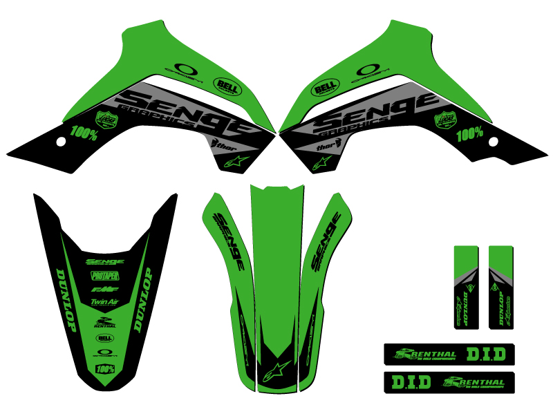 2021-2022 KLX 140 RF BINARY Green Senge Graphics Kit compatible con Kawasaki - Imagen 2 de 10