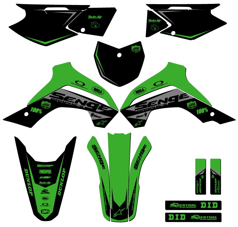 2021-2022 KLX 140 RF BINARY Green Senge Graphics Kit compatible con Kawasaki - Imagen 5 de 10