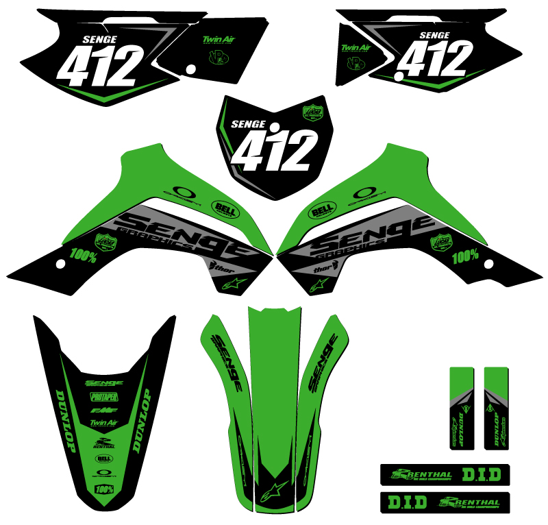 2021-2022 KLX 140 RF BINARY Green Senge Graphics Kit compatible con Kawasaki - Imagen 8 de 10