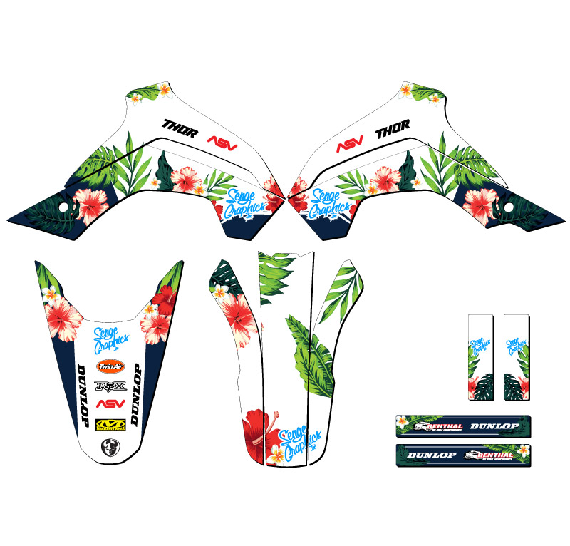 2021-2022 KLX 140 RF TROPIC White Senge Graphics Kit Compatible with Kawasaki - Picture 2 of 10