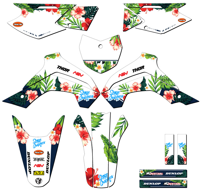 2021-2022 KLX 140 RF TROPIC White Senge Graphics Kit Compatible with Kawasaki - Picture 5 of 10