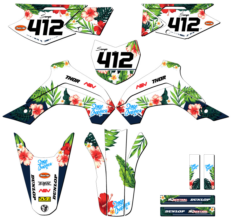 2021-2022 KLX 140 RF TROPIC White Senge Graphics Kit Compatible with Kawasaki - Picture 8 of 10