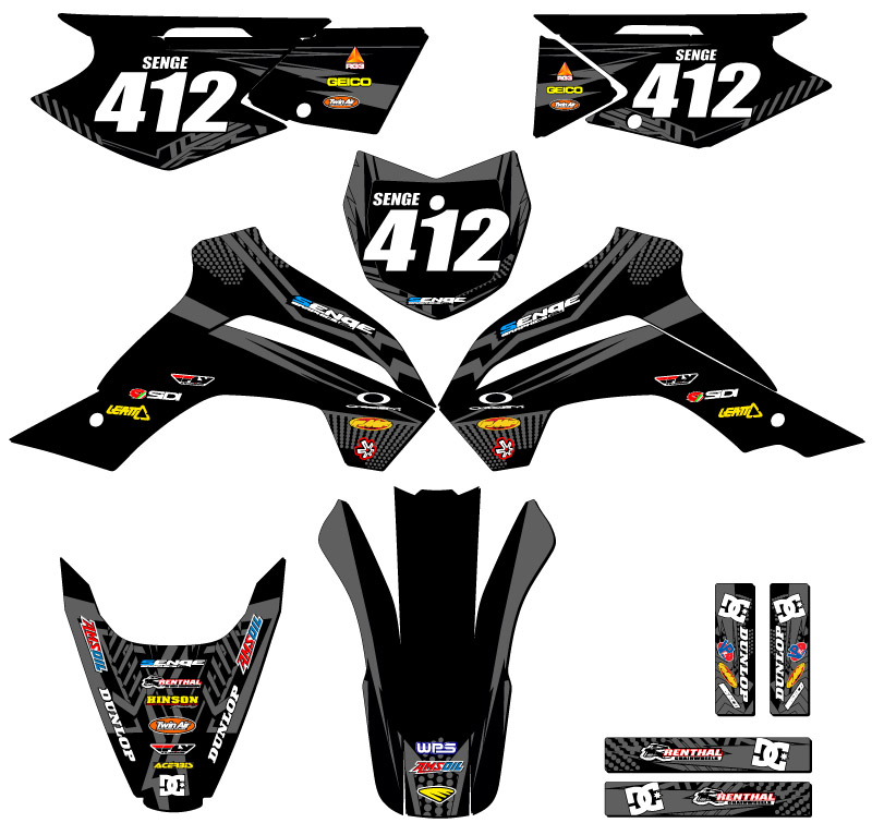 2021-2022 KLX 140 RL MAYHEM Black Senge Graphics Kit compatible con Kawasaki - Imagen 8 de 10