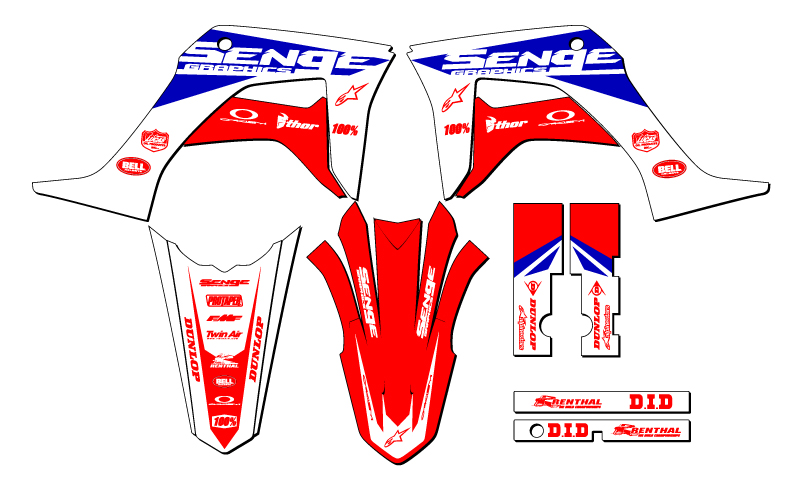 Kit de gráficos Senge rojo Senge 2019-2023 CRF 125 binario compatible con Honda - Imagen 2 de 10