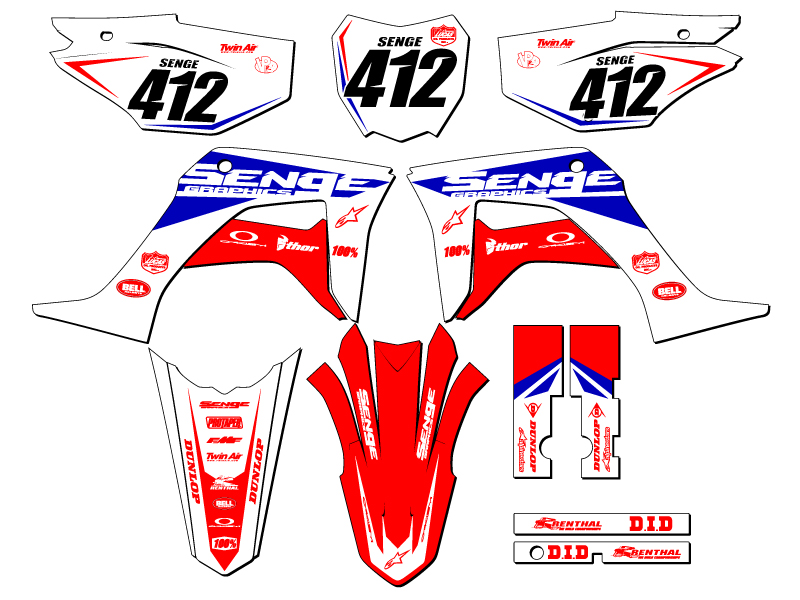 Kit de gráficos Senge rojo Senge 2019-2023 CRF 125 binario compatible con Honda - Imagen 8 de 10