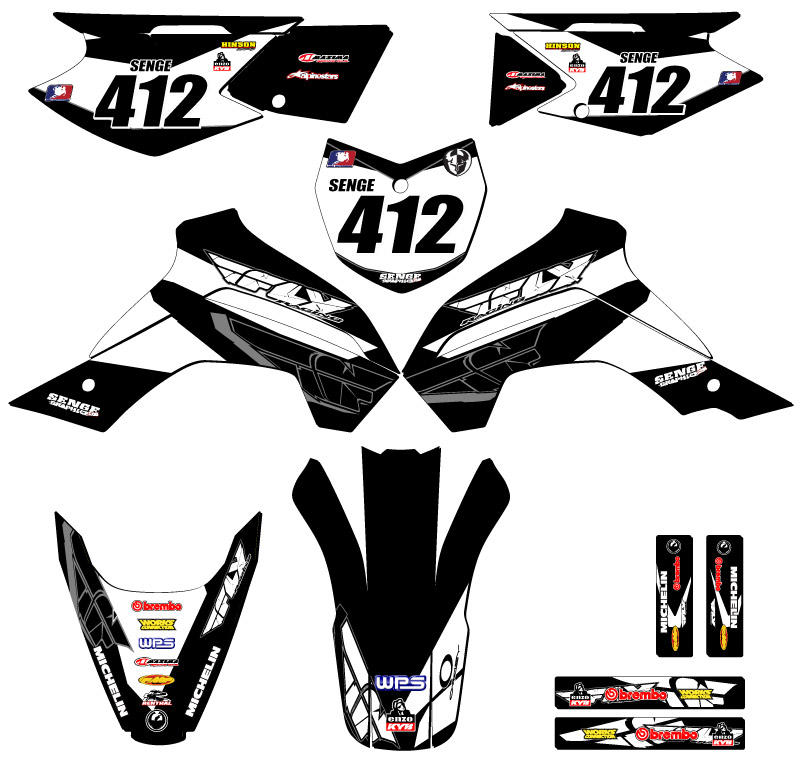 2021-2022 KLX 140 RL 13 FLY Black Senge Graphics Kit compatible con Kawasaki - Imagen 8 de 10