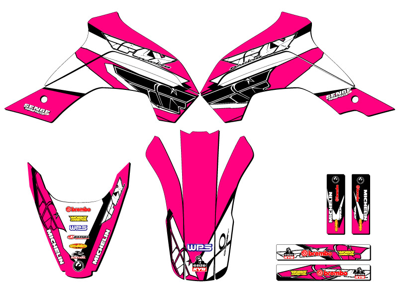 Kit de gráficos Senge rosa 2021-2022 KLX 140 RL 13 FLY compatible con Kawasaki - Imagen 2 de 10