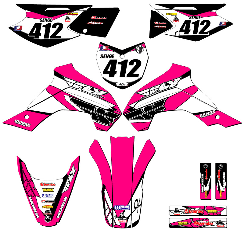 Kit de gráficos Senge rosa 2021-2022 KLX 140 RL 13 FLY compatible con Kawasaki - Imagen 8 de 10