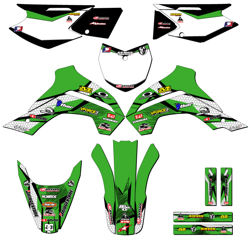 2021-2022 KLX 140 R RL PODIO Green Senge Kit gráfico compatible con Kawasaki - Imagen 5 de 10