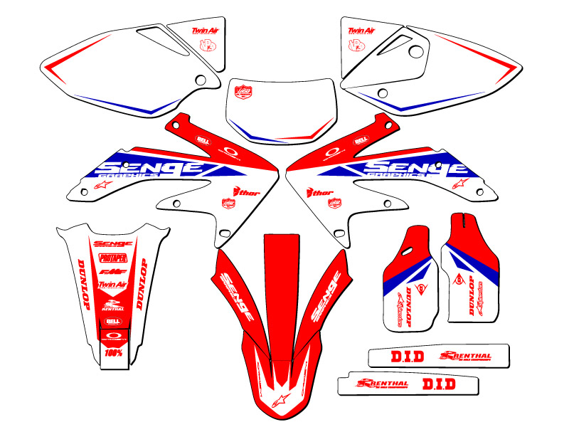 2005-2007 CRF 450 X BINARY Red Senge Graphics Kit Compatible with Honda - Foto 5 di 10