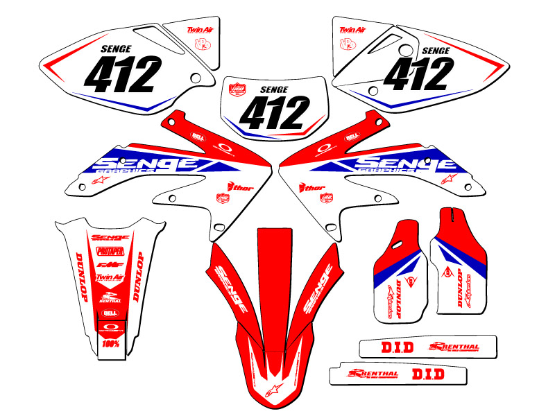 2005-2007 CRF 450 X BINARY Red Senge Graphics Kit Compatible with Honda - Foto 8 di 10