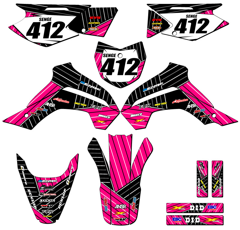 2021-2022 KLX 140 R RL RACE SERIES Pink Senge Graphics Kit Compatible with - Picture 8 of 10