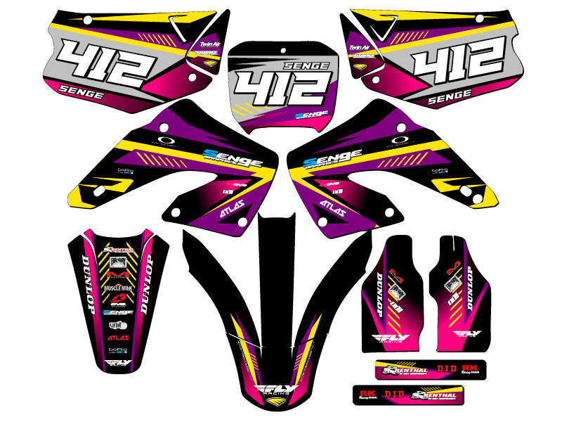 2000-2001 CR 250 R SURGE Purple Senge Graphics Kit Compatible with Honda - Picture 8 of 10