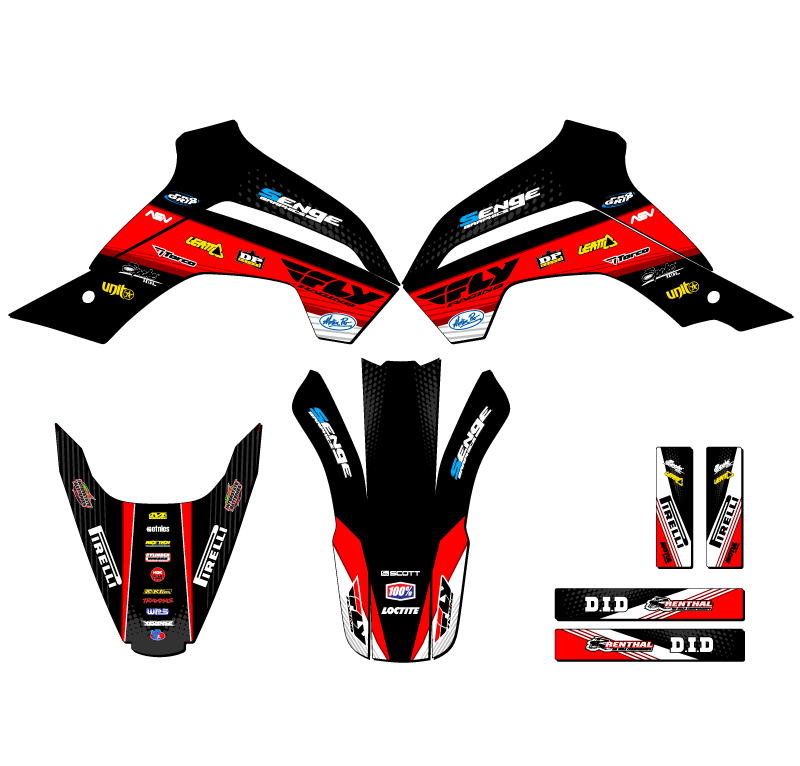 2021-2022 KLX 140 R RL RICOCHET Black Senge Graphics Kit Compatible with - Picture 2 of 10