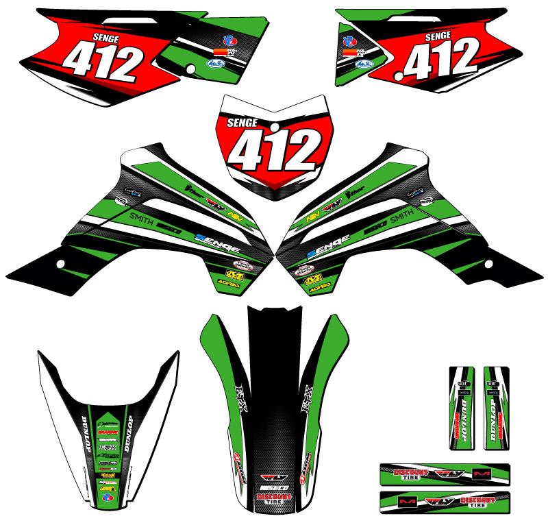 2021-2022 KLX 140 RL VIGOR Green Senge kit de gráficos compatible con Kawasaki - Imagen 8 de 10