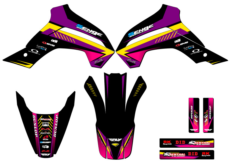Kit de gráficos KLX 140 R RL SURGE 2021-2022 púrpura Senge compatible con Kawasaki - Imagen 2 de 10