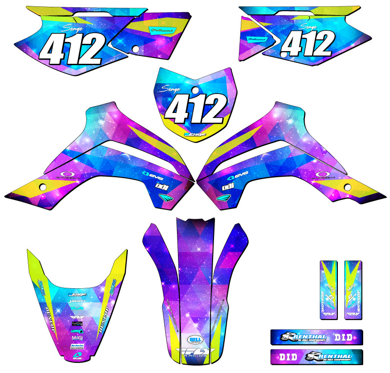 2021-2022 KLX 140 RL RL SPACE KADET Galaxy Senge kit de gráficos compatible con - Imagen 8 de 10
