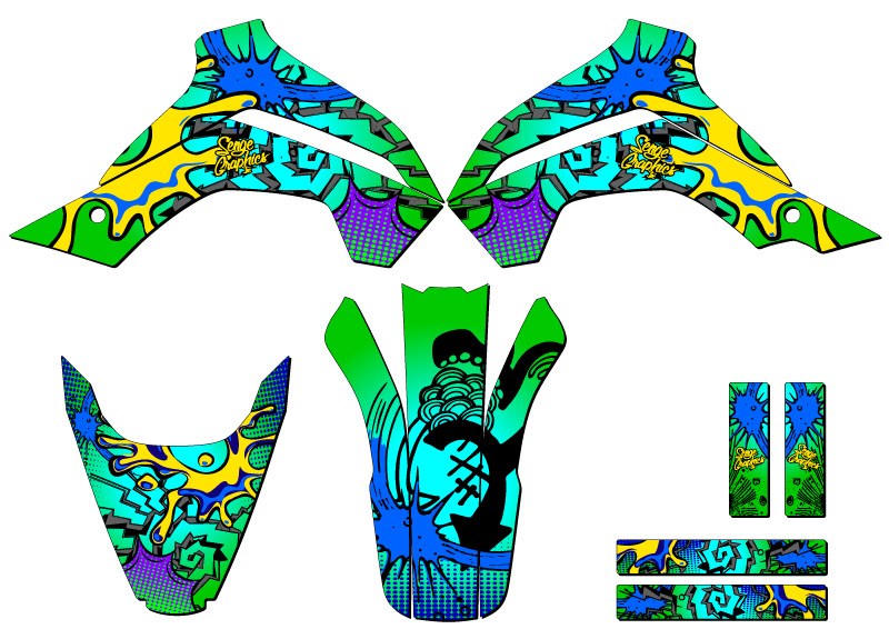2021-2022 KLX 140 RL ZANY Green Senge Graphics Kit compatible con Kawasaki - Imagen 2 de 10