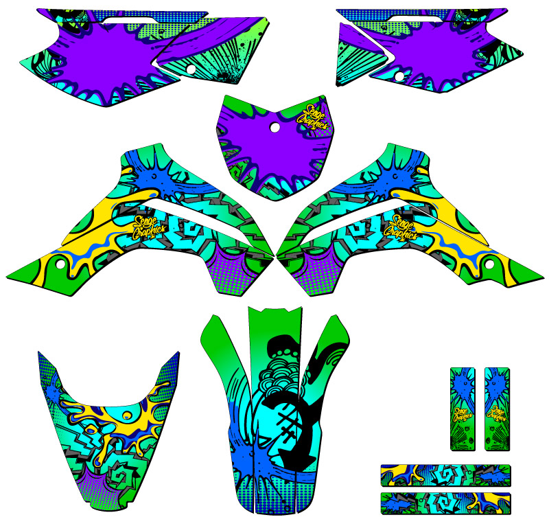 2021-2022 KLX 140 RL ZANY Green Senge Graphics Kit compatible con Kawasaki - Imagen 5 de 10