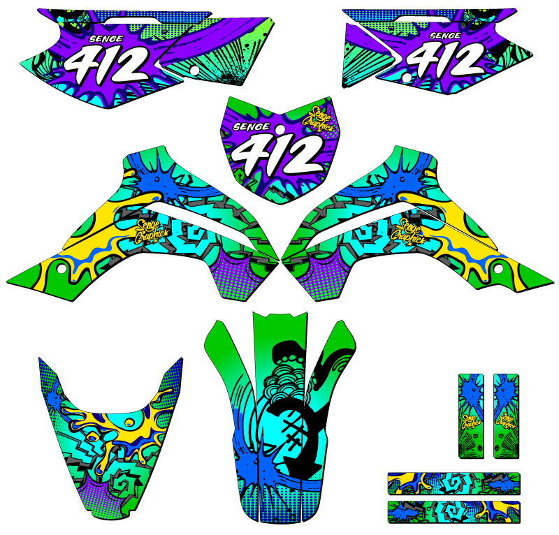 2021-2022 KLX 140 RL ZANY Green Senge Graphics Kit compatible con Kawasaki - Imagen 8 de 10
