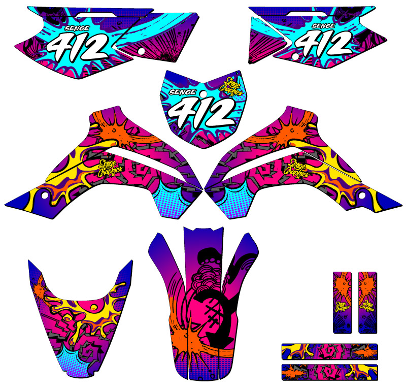 2021-2022 KLX 140 RL ZANY Pink Senge Graphics Kit compatible con Kawasaki - Imagen 8 de 10