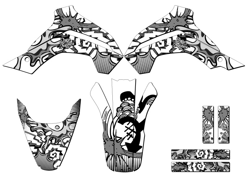 2021-2022 KLX 140 RL ZANY White Senge Graphics Kit compatible con Kawasaki - Imagen 2 de 10