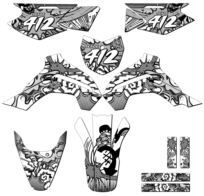 2021-2022 KLX 140 RL ZANY White Senge Graphics Kit compatible con Kawasaki - Imagen 8 de 10